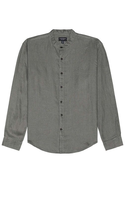 Shop Club Monaco Linen Shirt In Stripe - Dark Gray