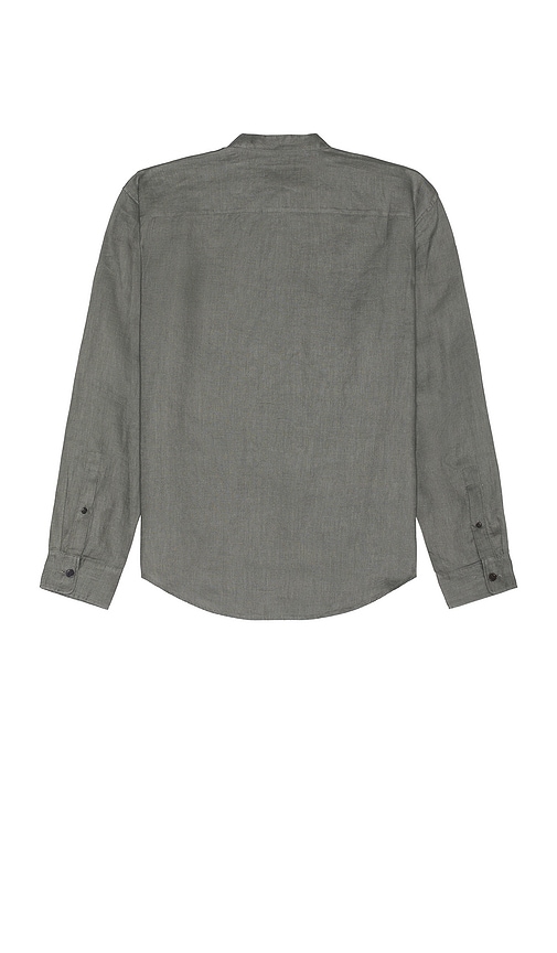 Shop Club Monaco Linen Shirt In Stripe - Dark Gray