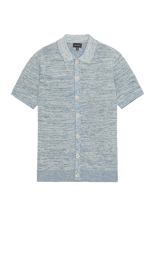 Shop Club Monaco Short Sleeve Mesh Shirt In Space Dye Blue