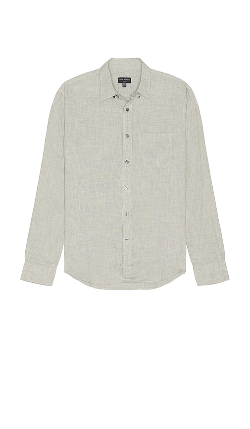 Shop Club Monaco Long Sleeve Lightweight Double Face Shirt In Sage