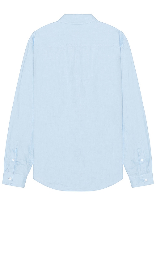 Shop Club Monaco Long Sleeve Solid Linen Shirt In Baby Blue