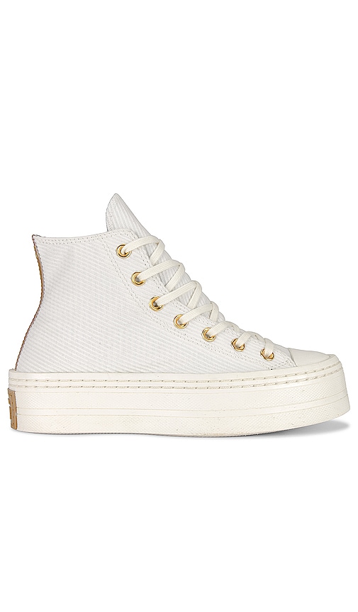 Converse Chuck Taylor All Star Modern Lift Sneaker In Egret  Trek Tan  & Gold