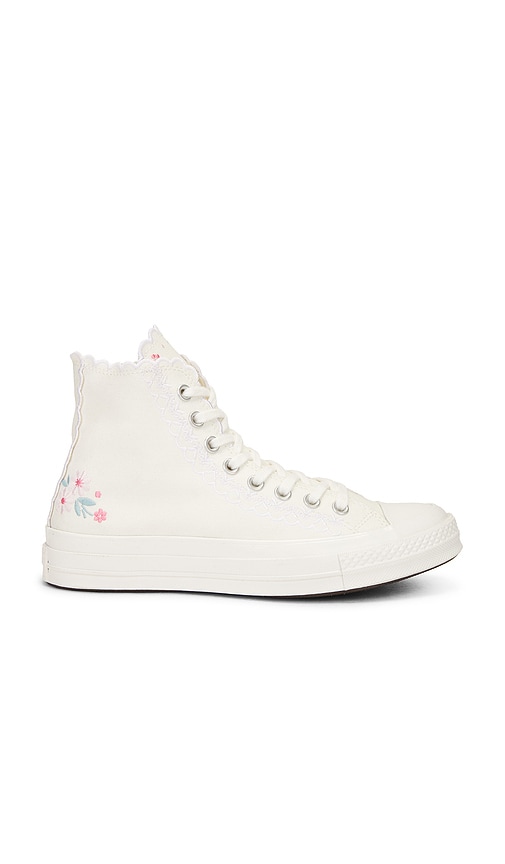 Converse Chuck 70 Embroidered Sneaker in Egret & Watermelon Pink