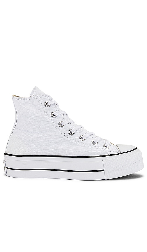 Converse Chuck Taylor All Star Lift Hi Sneaker in White & Black | REVOLVE