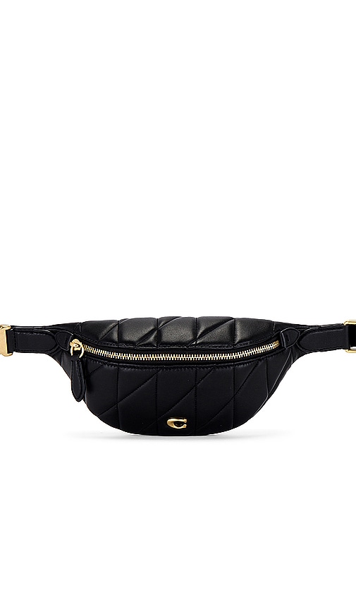 Coach Quilted Pillow Leather Essential Belt Bag in Black.