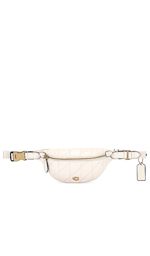 Shop Coach Quilted Pillow Leather Essential Belt Bag In 粉笔白