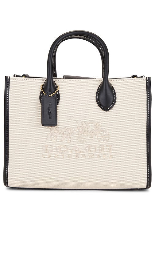 Shop Coach Canvas New Ace Small Tote In Salt Stone & Black