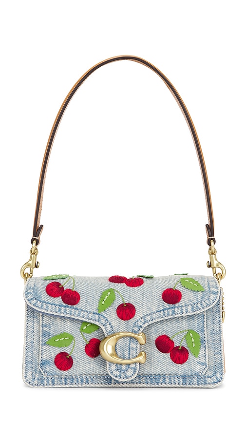 Coach Cherry Embroidered Denim Tabby 20 Shoulder Bag in Denim