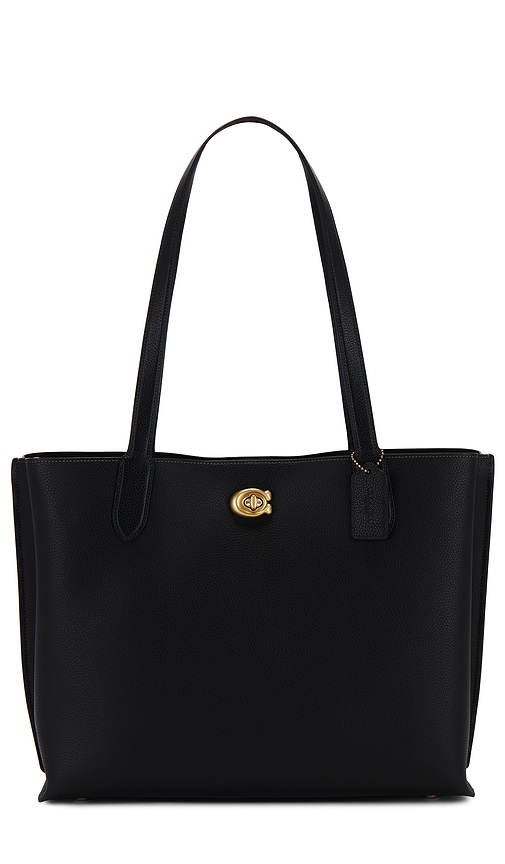 Coach Polished Pebble Leather Willow Tote 38 In Black