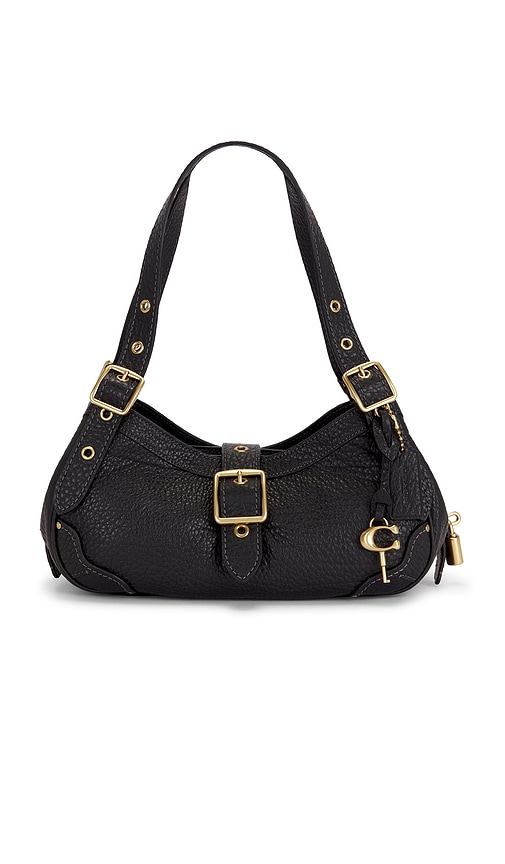 Coach Textured Pebble Leather Drifter Shoulder Bag in Black.