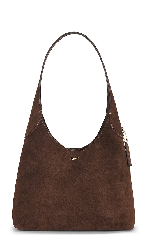 Coach Suede Brooklyn Shoulder Bag 28 in Chocolate.