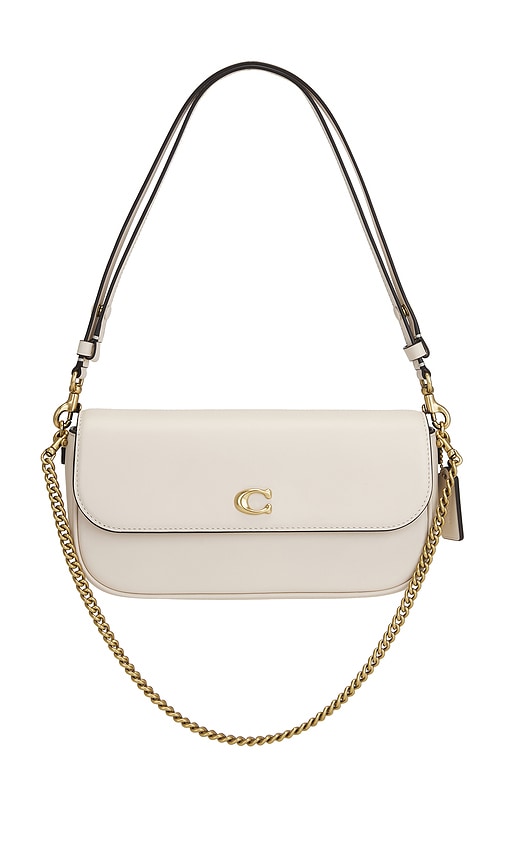 Coach Refined Calf Leather Essential Flap Chain in Chalk
