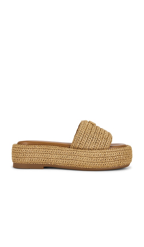 Coach Sculpted C Flatform Raffia Slide