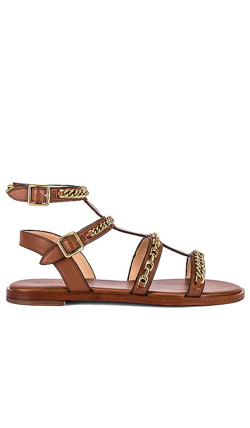 Coach Haddie Multi Chains Gladiator Sandal in Saddle REVOLVE