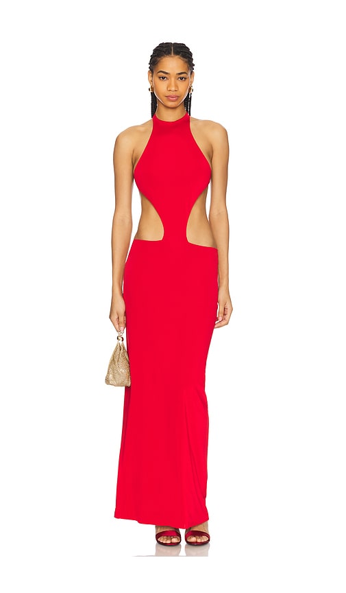 Cut-out Jersey Dress in Red. - size XS (also in L, M, S)