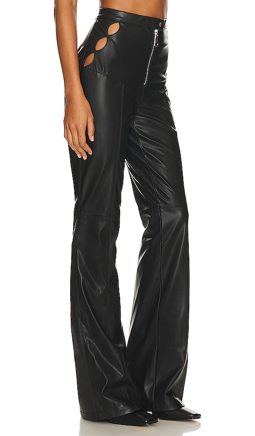 Shop Ceren Ocak Faux Leather Detailed Pants In Black