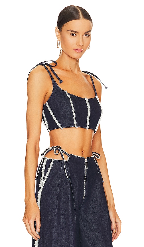 Shop Ceren Ocak Crop Corset Top In Blue