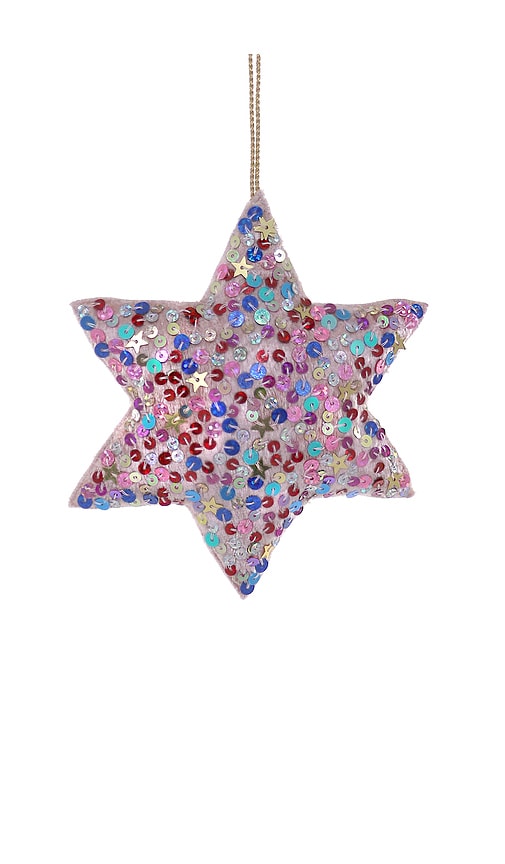 Cody Foster & Co 6 Point Magpie Sequin Star Ornament In Pink