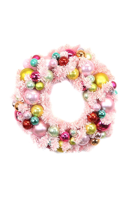 Cody Foster & Co Small Flocked Wreath In Pink