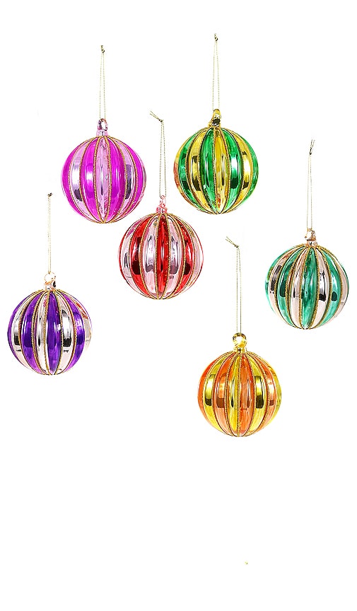 Cody Foster & Co Segmented Bauble Ornament Set Of 6 in Pink