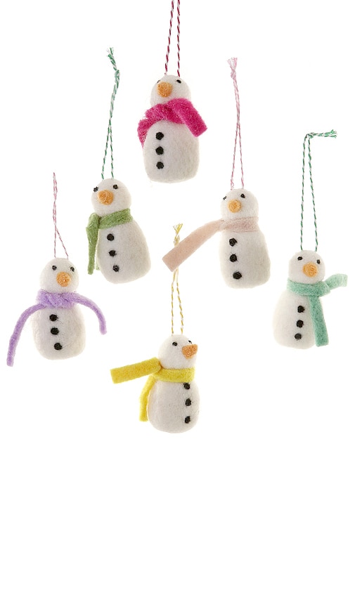 Cody Foster & Co Merry & Bright Snowman Ornaments Set Of 6 in White