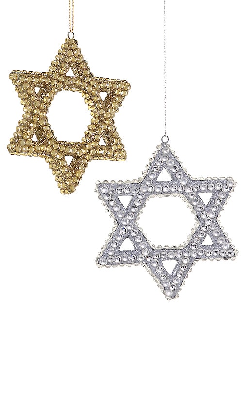 Cody Foster & Co Star Of David Ornaments Set Of 2 in Metallic Gold,Metallic Silver