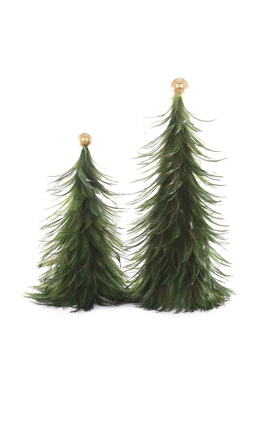 Cody Foster & Co Set Of 2 Feathered Tree In Green