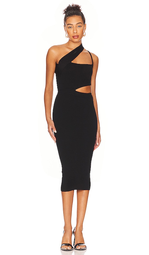 Camila Coelho Clara Knit Midi Dress in Black