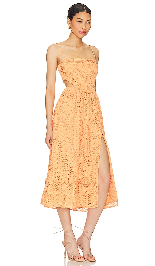 Shop Camila Coelho Lacy Midi Dress In Peach