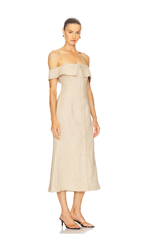 Camila Coelho Harlow Linen Midi Dress In Brown