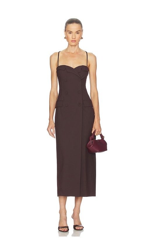 Camila Coelho Noeme Midi Dress In Brown