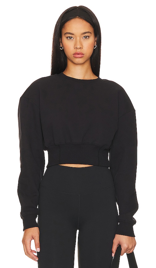 Camila Coelho Jasmine Cropped Sweatshirt In Black