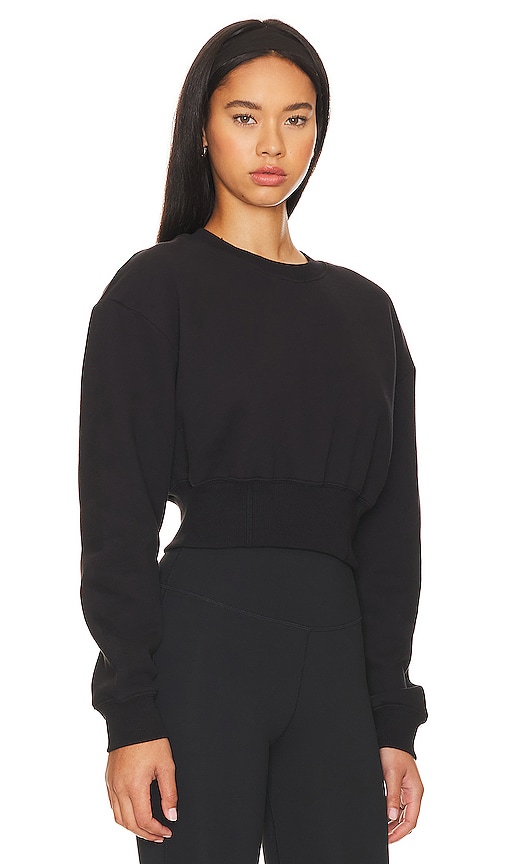 Shop Camila Coelho Jasmine Cropped Sweatshirt In Black