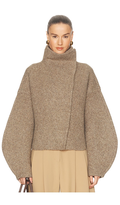 Camila Coelho Wynter Boiled Knit Jacket in Dark Taupe