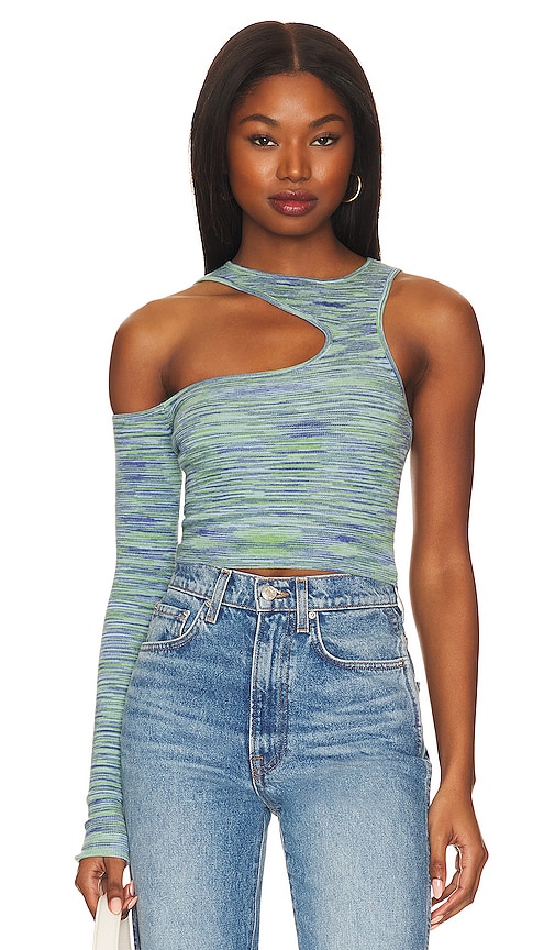 Camila Coelho Aideen Cut Out Knit Top In Blue