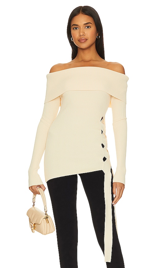 Camila Coelho Paton Off Shoulder Sweater In Ivory