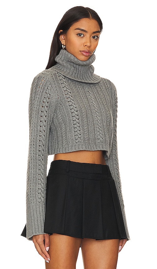 Shop Camila Coelho Daria Cable Sweater In Grey