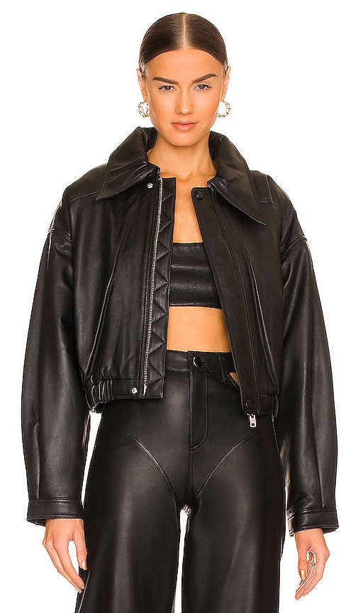 Camila Coelho Raven Leather Jacket in Black
