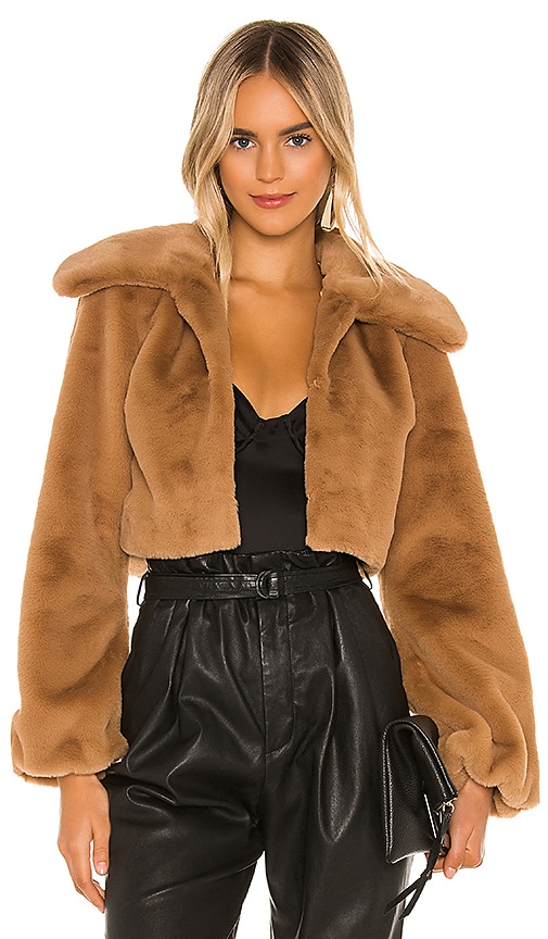 FAUX FUR CROPPED JACKET - LIMITED EDITION - Light beige