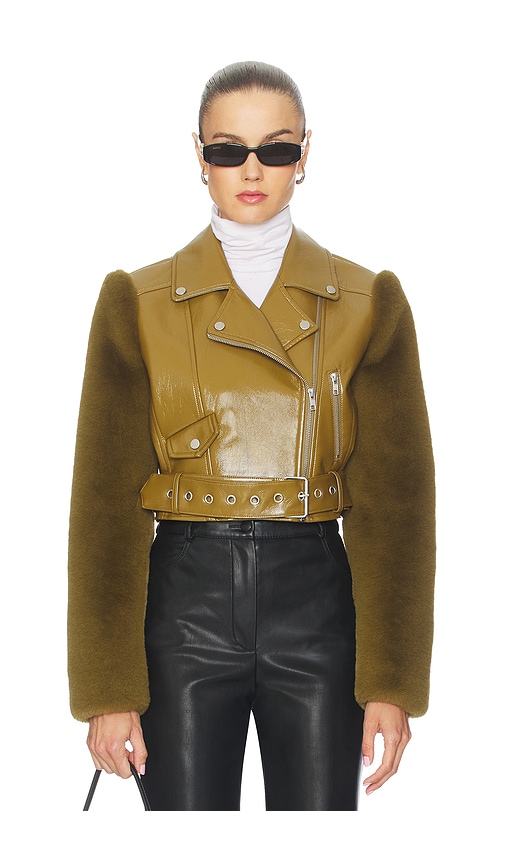 Camila Coelho Florencia Moto Jacket In Green