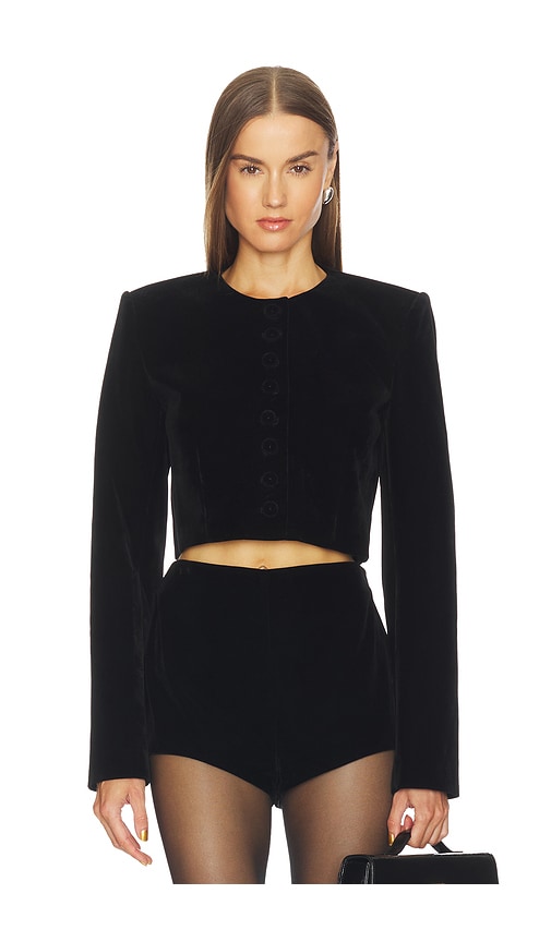 Camila Coelho Roxana Velvet Jacket In Black