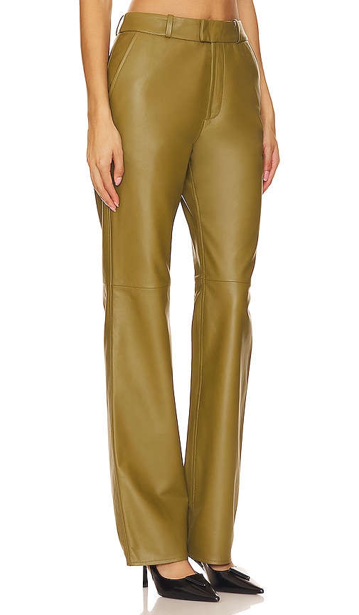 Shop Camila Coelho Rhodes Leather Pants In Olive Green