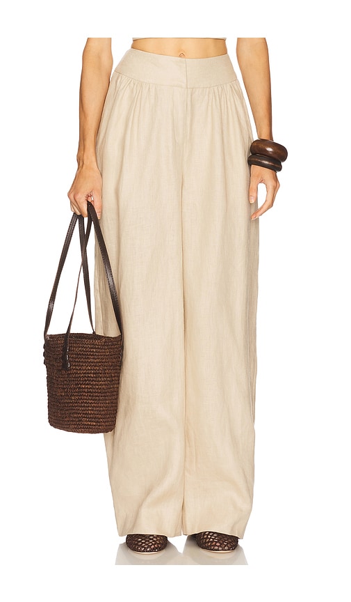 Camila Coelho Harlow Linen Pant In Brown