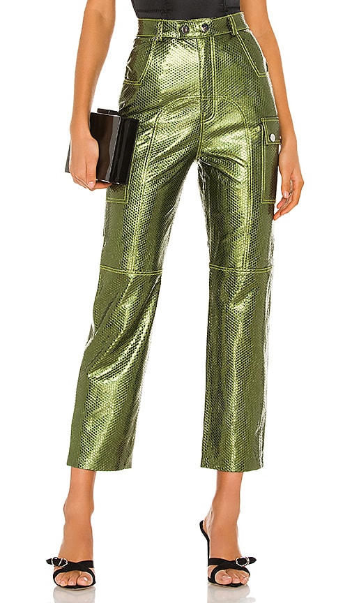 Camila Coelho Sammy Leather Cargo Pant in Moss Green | REVOLVE