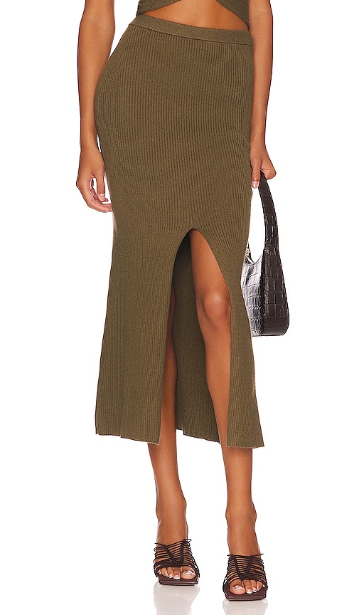 Camila Coelho Macadamia Skirt in Army Green