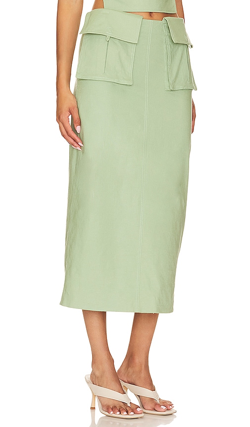 Shop Camila Coelho Rousseau Midi Skirt In Sage Green