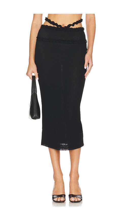 Shop Camila Coelho Amorazo Midi Skirt In Black