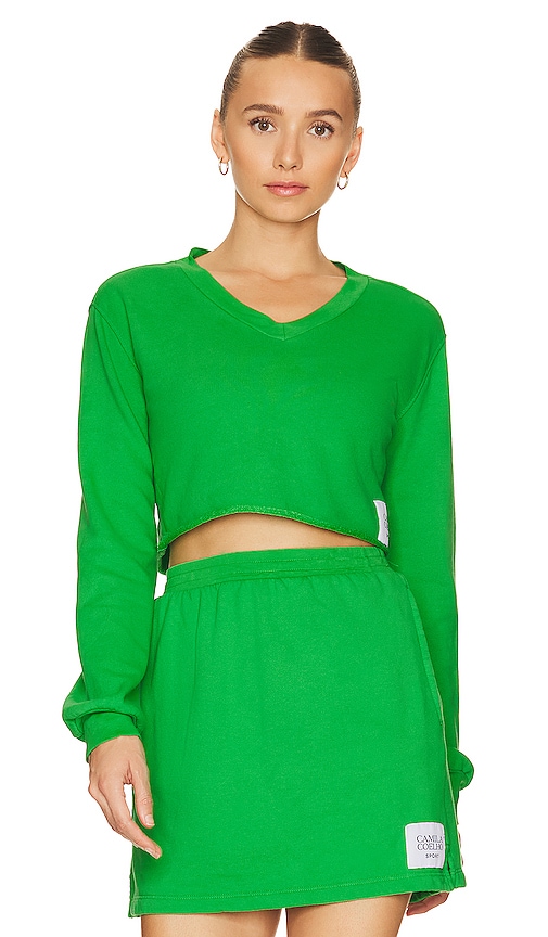 Camila Coelho Sierra Cropped Sweatshirt In Green