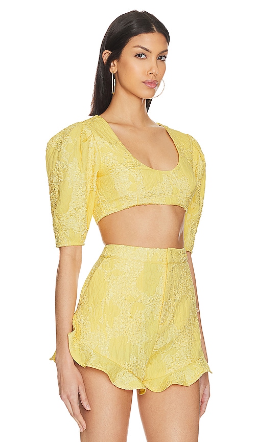 Shop Camila Coelho Kahlo Crop Top In Buttercream Yellow