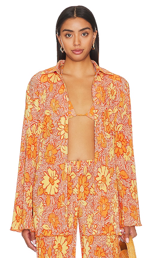 Shop Camila Coelho Pacha Top In Orange Floral